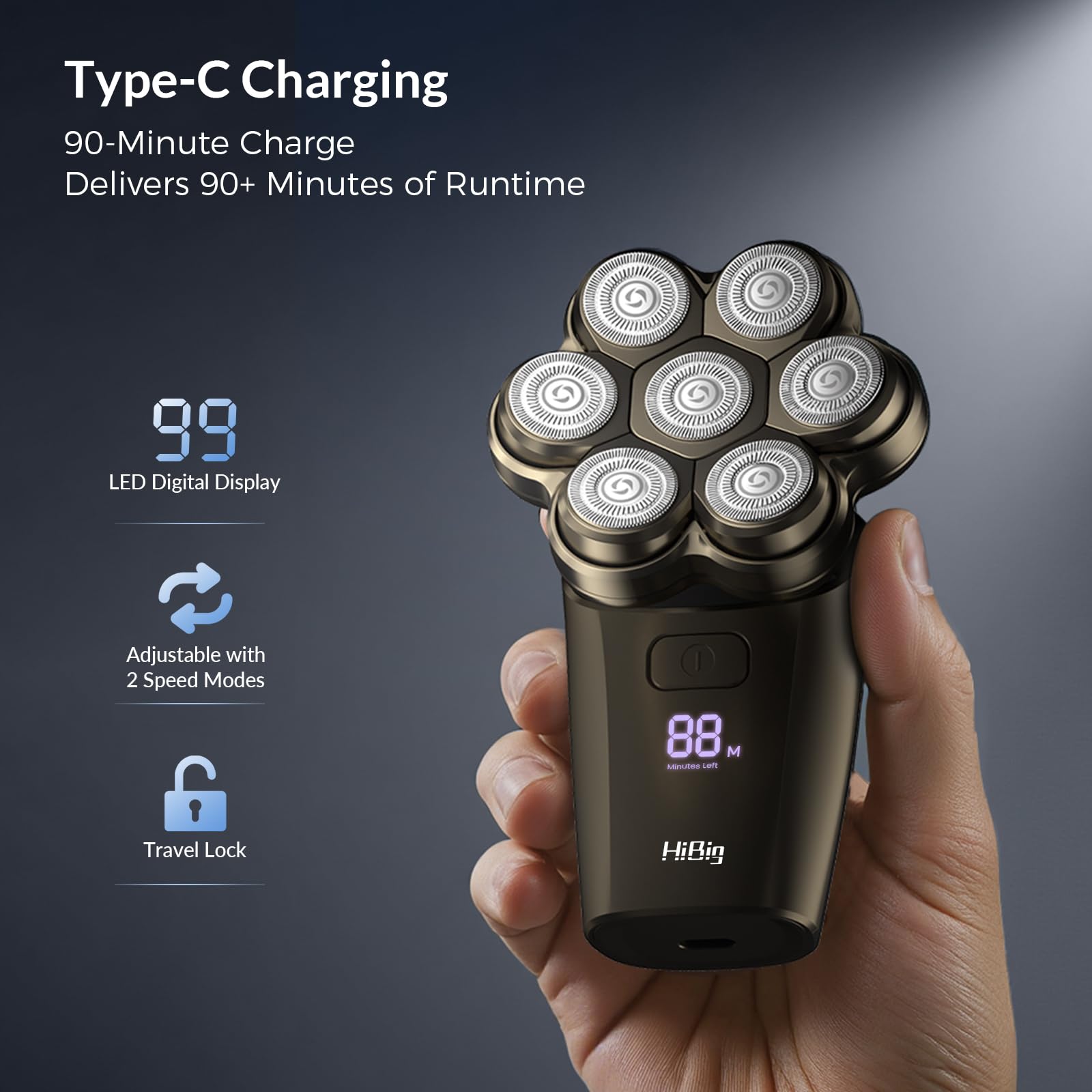 HiBig shaver with trimmer head for precise detailing