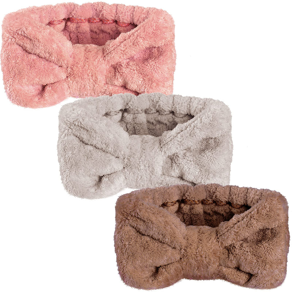 Hicarer bowtie headband pink keeps hair neat during skincare