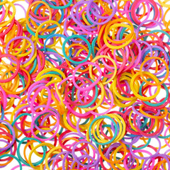 Hicarer hair braiding bands closeup shows flexible rubber that minimizes snag during styling.