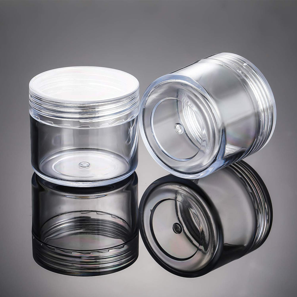 Hicarer round pot jar 20ml clear body shows contents while preventing leaks during travel.