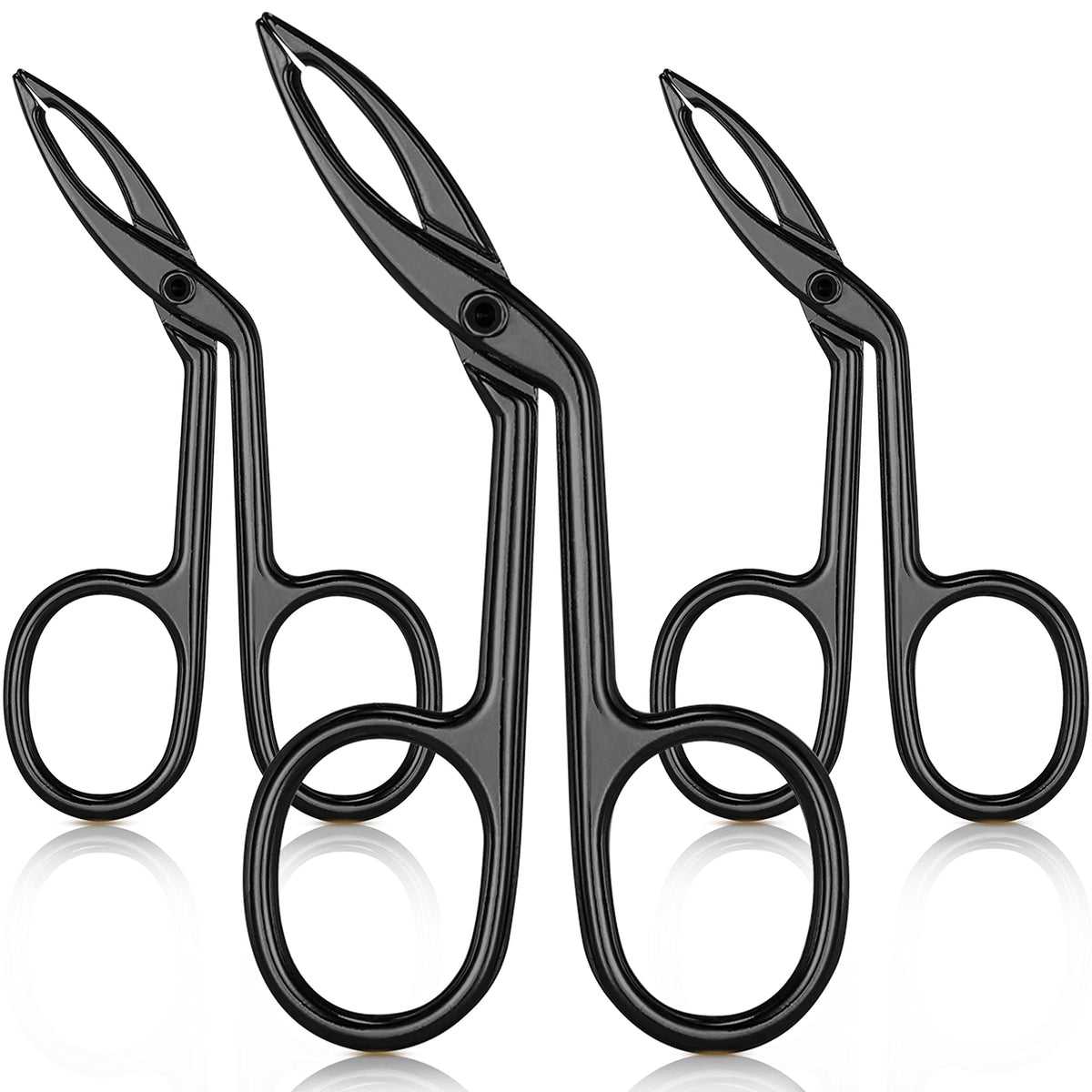 Hicarer three-pack eyebrow tweezers with straight-tip for precise brow shaping.
