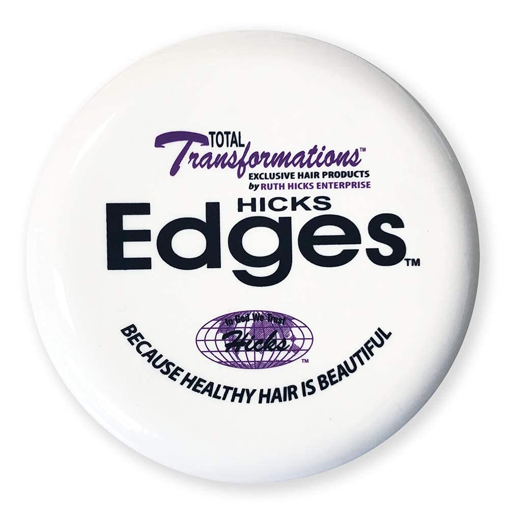 Hicks Total Transformations Edges Styling Gel 4 oz jar delivers strong hold for sleek, defined edges.