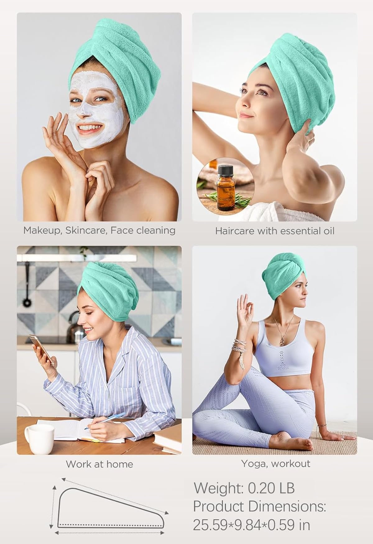 Hicober Microfiber Hair Towel All-Hair-Types image demonstrates universal fit.