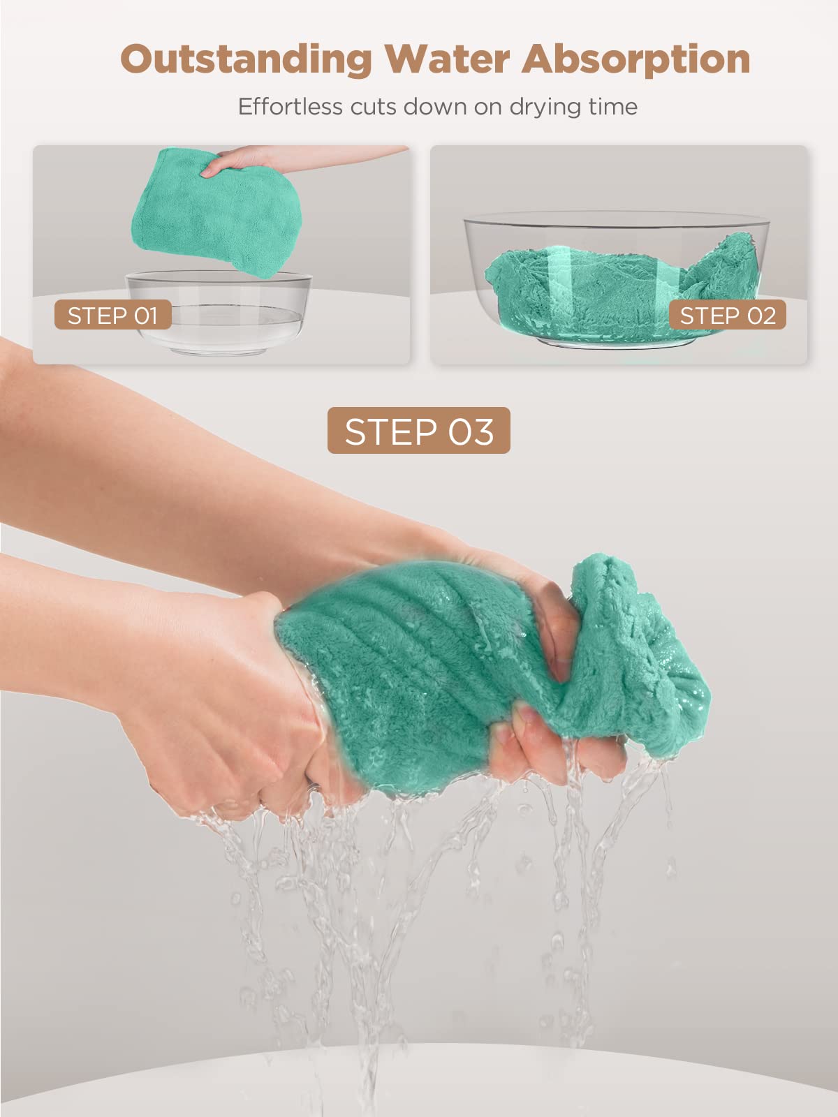 Hicober Microfiber Hair Towel Curly-Hair-Friendly image supports curls without frizz.