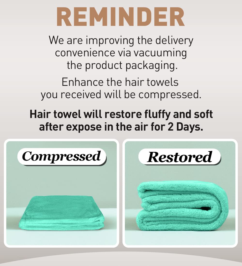 Hicober Microfiber Hair Towel Durable-10000-Washes image highlights longevity.