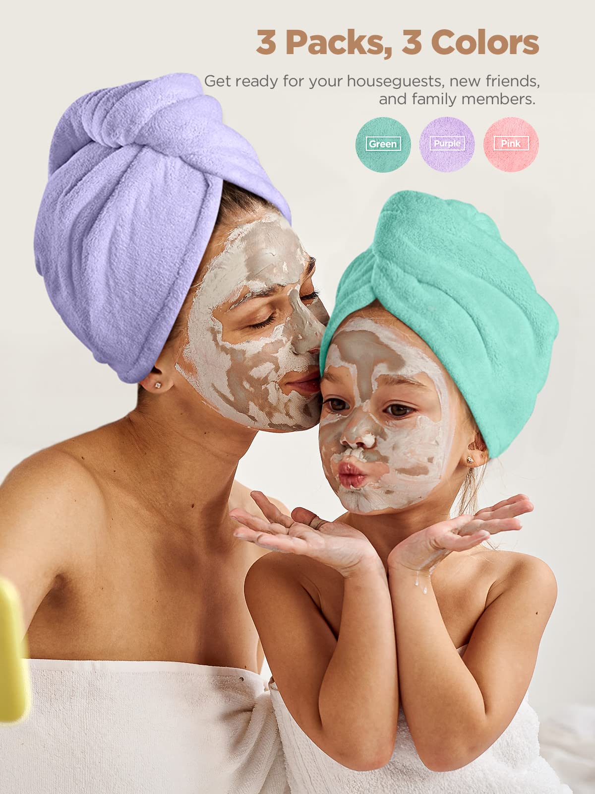 Hicober Microfiber Hair Towel Heat-Damage-Reduction image shows healthier drying option.