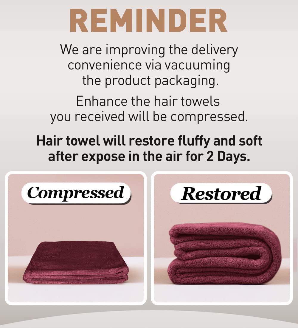 Hicober Microfiber Hair Towel Packaged 3pack shows convenient color options for shared bathroom.