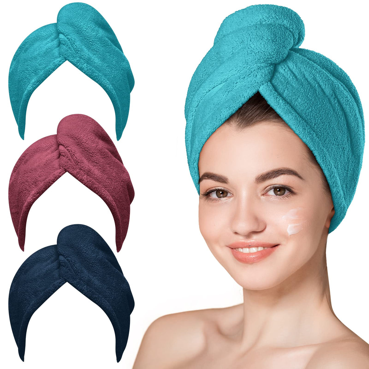Hicober Microfiber Hair Towel Plum Wrap shows quick-dry performance for busy mornings.