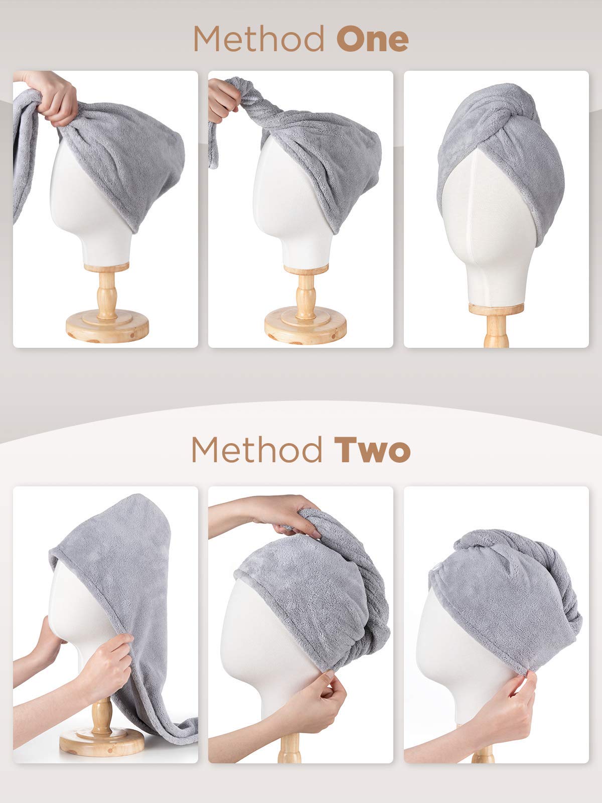 Hicober microfiber hair towel sturdy design resists deformation after washing