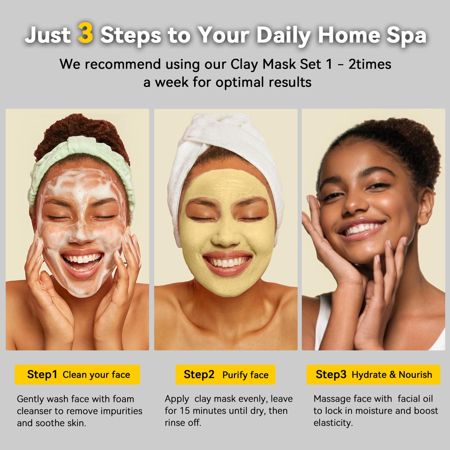 Hicream 3-piece set packaging image showing spa-at-home convenience