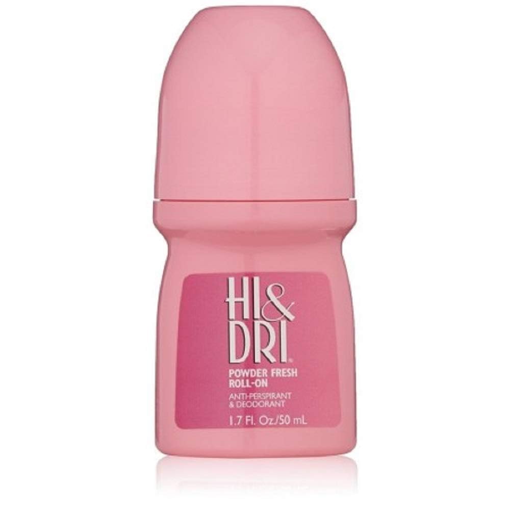 Hi & Dri roll-on bottle with powder fresh scent for daily freshness.