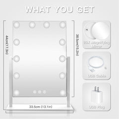 HIEEY Hollywood makeup mirror shows three color modes for versatile looks.