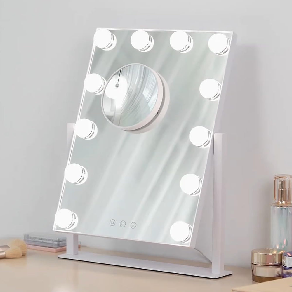 HIEEY Hollywood mirror rotates 360 degrees for flexible viewing angles.