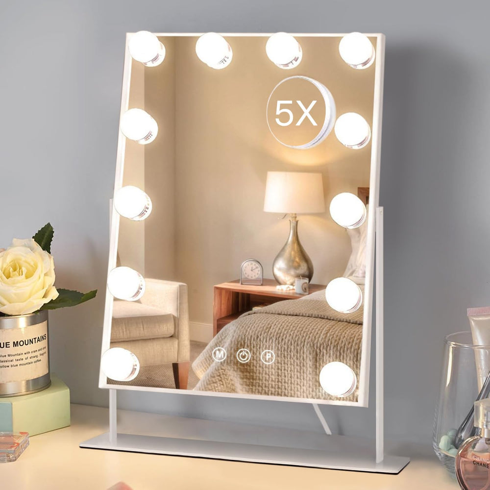 HIEEY Hollywood vanity mirror with 12 bulbs for bright, even makeup lighting.