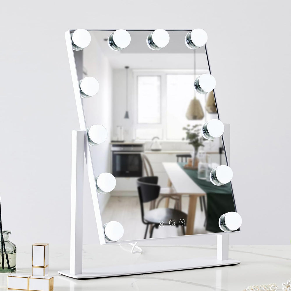 HIEEY Hollywood vanity mirror rotates 360 degrees for flexible viewing angles.