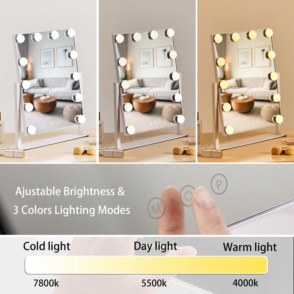 HIEEY Hollywood vanity mirror featuring sensor touch for quick brightness control.
