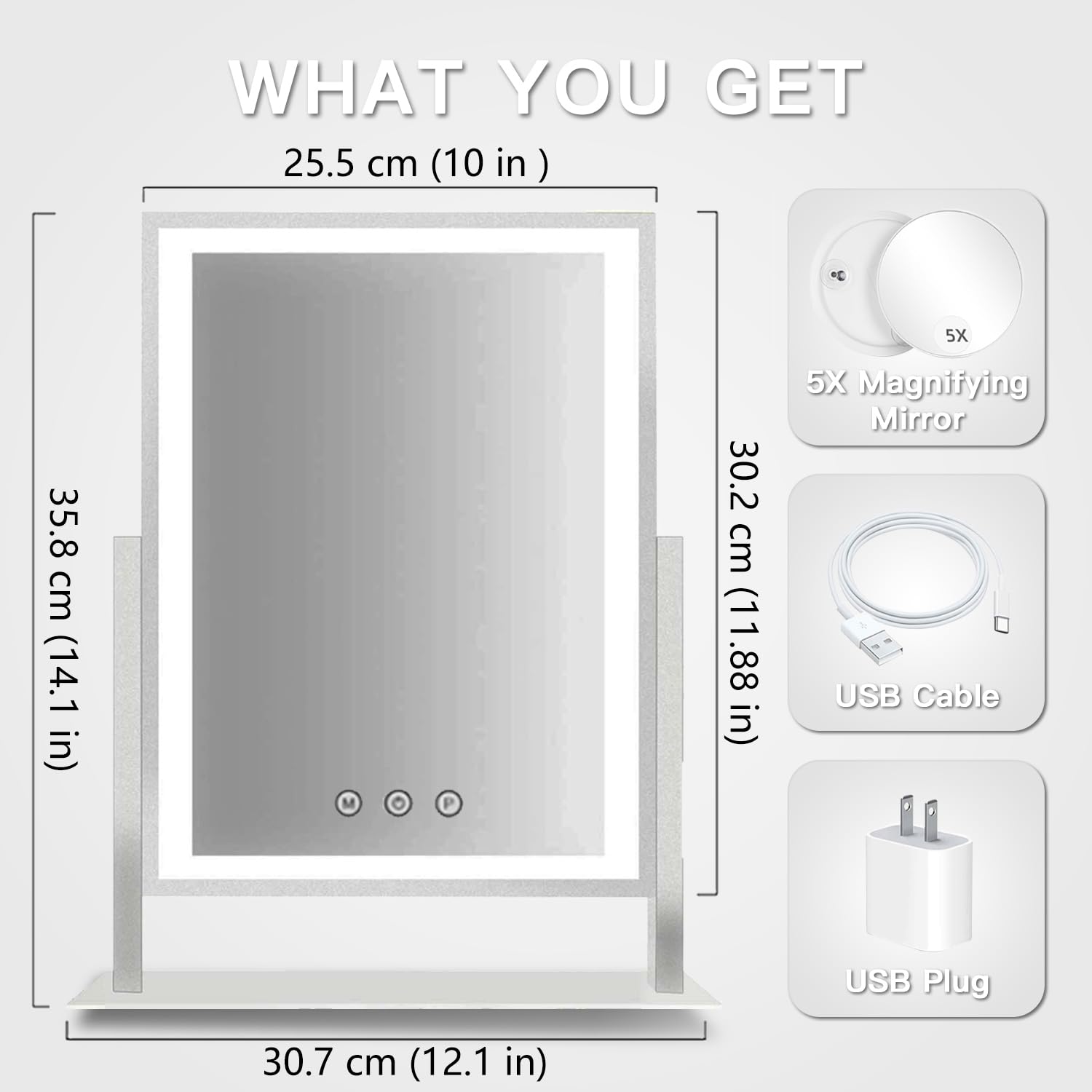HIEEY Hollywood vanity mirror side view with bright edge lighting for color accuracy