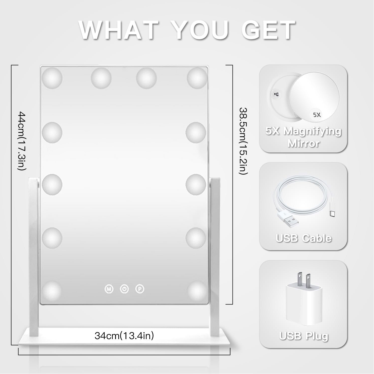 HIEEY Hollywood vanity mirror with three lighting modes for versatile shading.
