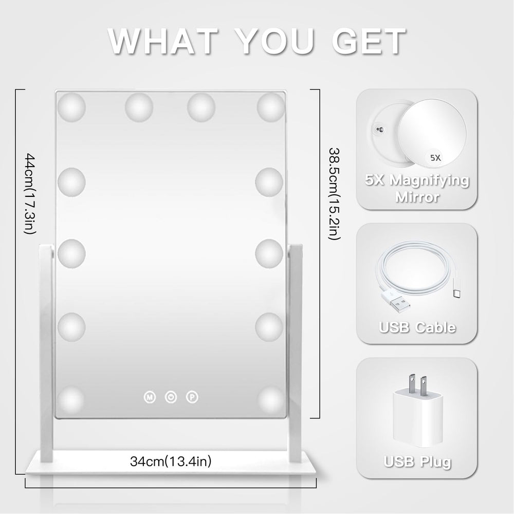 HIEEY Hollywood vanity mirror with three lighting modes for versatile shading.