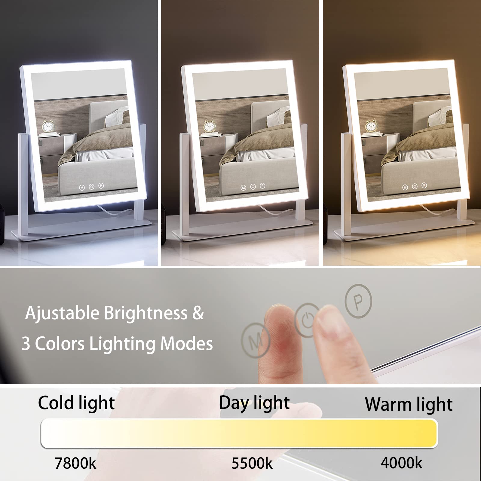 HIEEY lighted makeup mirror 360-degree rotation for versatile angles