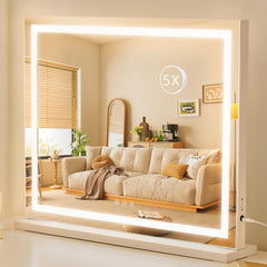 HIEEY lighted makeup mirror front view with even LED illumination for makeup application