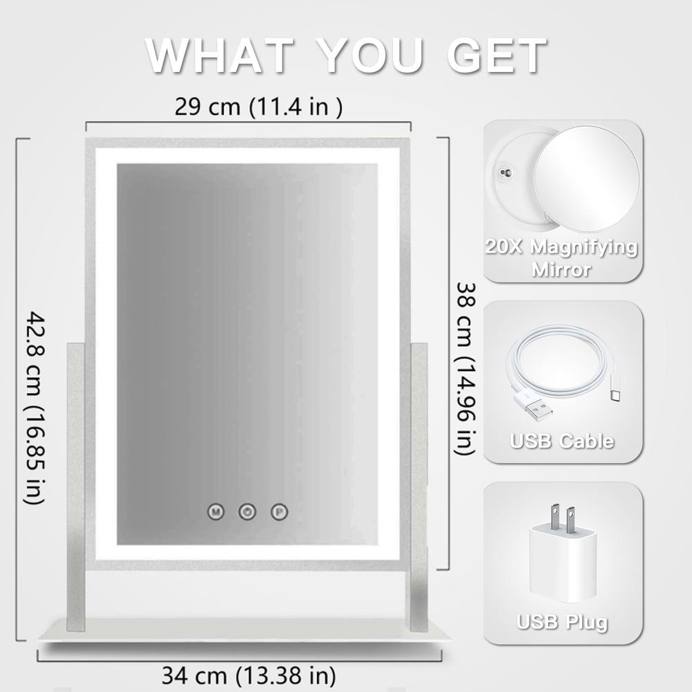 HIEEY vanity mirror side view with lights for contouring.