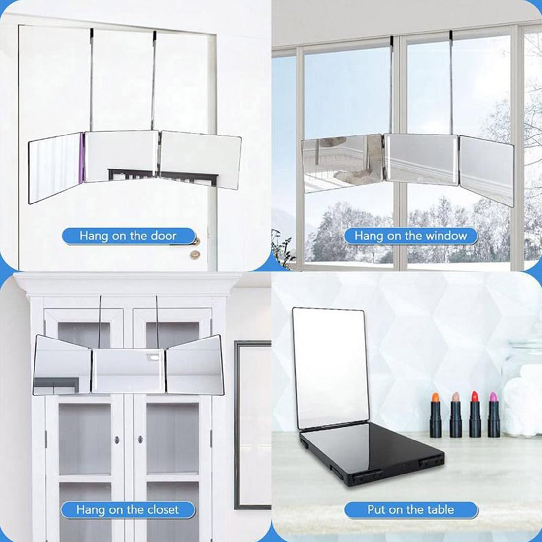 HIEEY portable folding travel mirror fits bags for on-the-go styling.