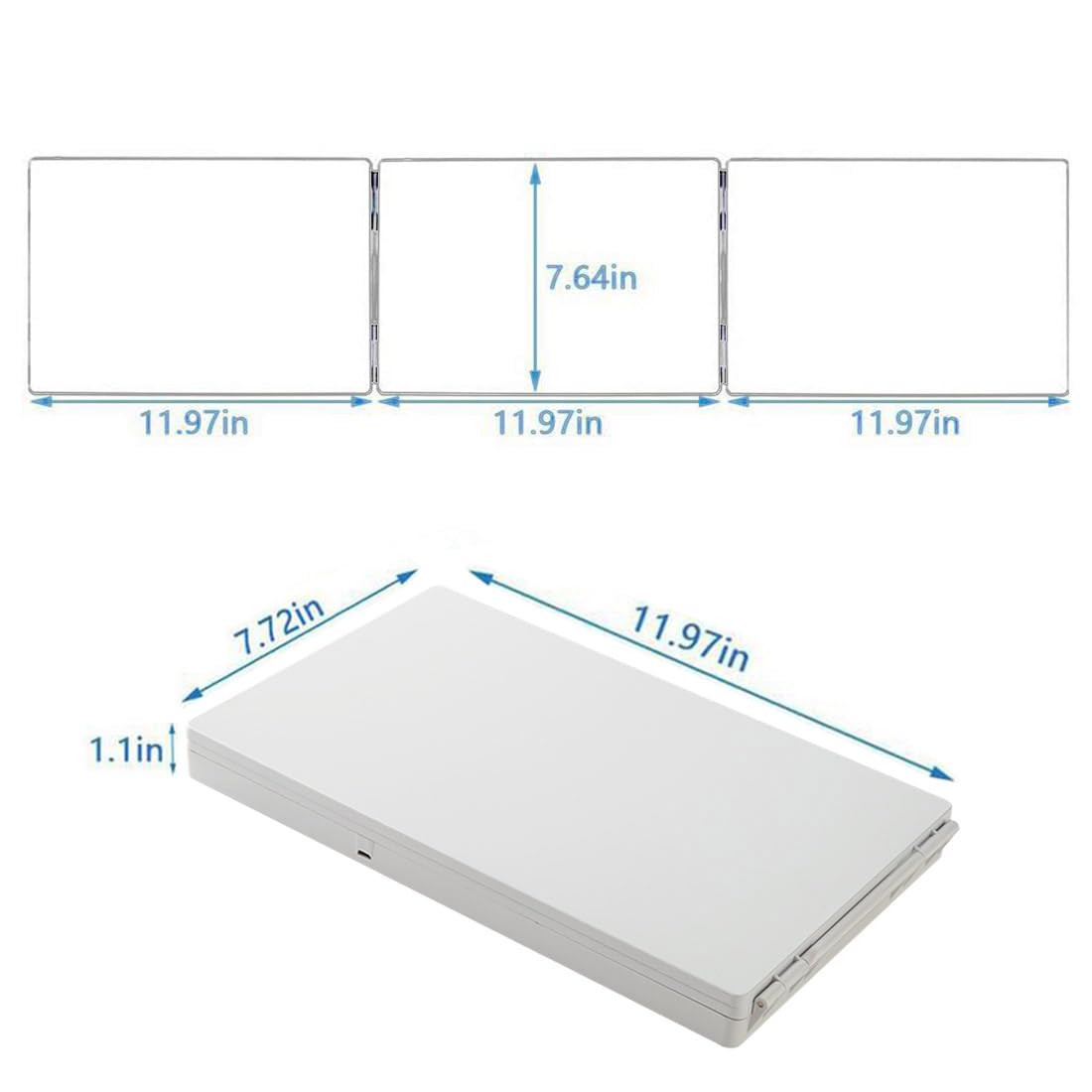 HIEEY tri-fold mirror in 180° swivel view for hairstyling prep.