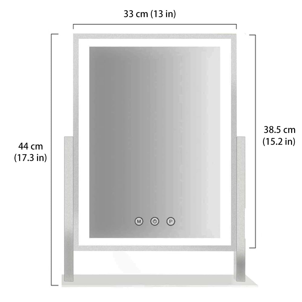 HIEEY vanity mirror showing three-color lighting for versatile makeup ambience