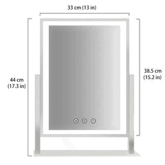 HIEEY vanity mirror showing three-color lighting for versatile makeup ambience