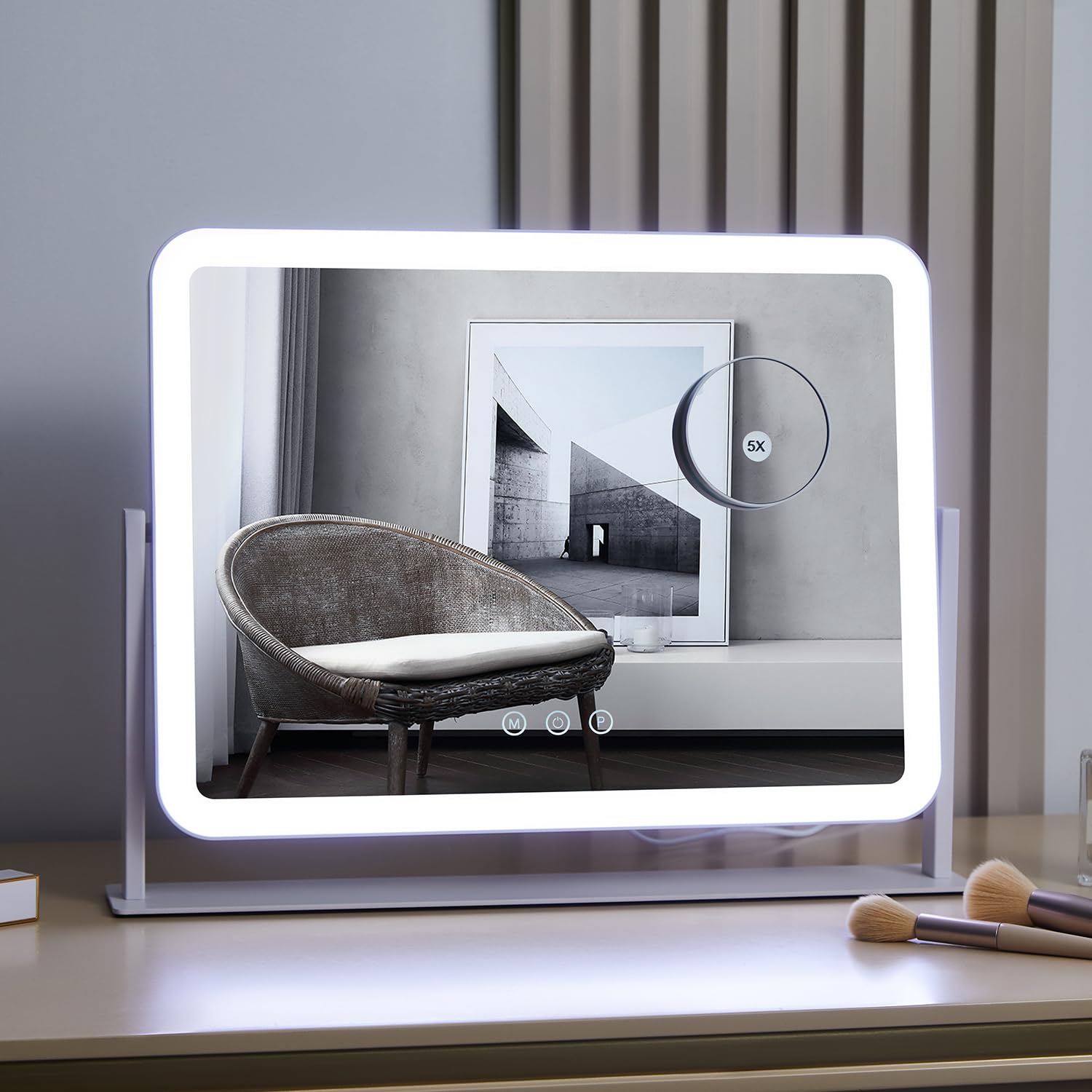 HIEEY vanity mirror with lights offers 360-degree rotation for flexible viewing angles.