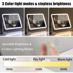 HIEEY vanity mirror with lights shows three color modes for tailored lighting routines.