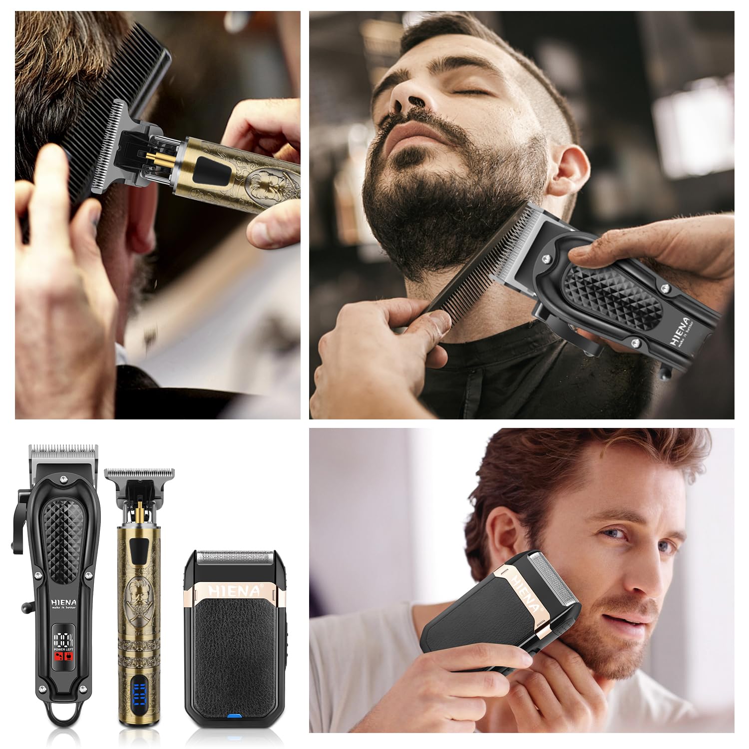 HIENA PRO all-in-one barber kit in black holdbag for stylish gifting.