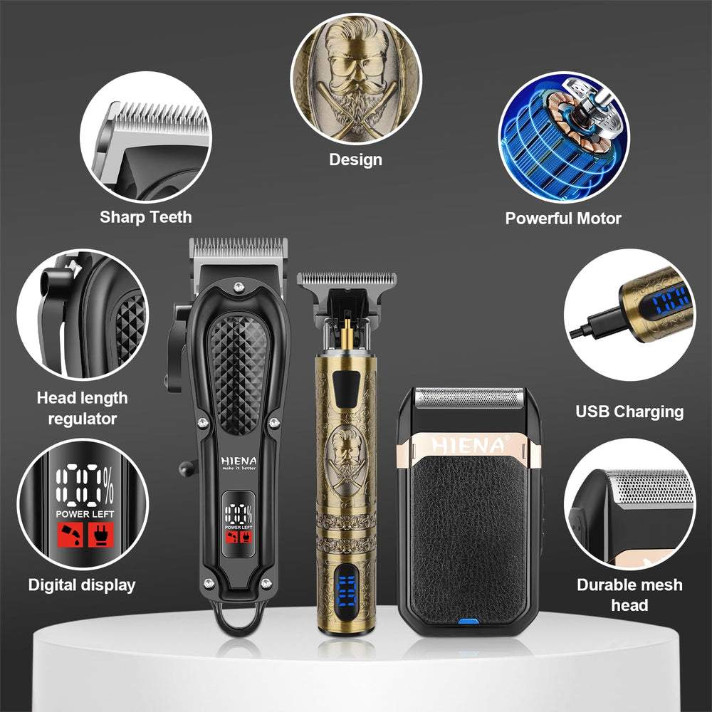 HIENA PRO aluminium foil shaver close-up demonstrates ultra-thin mesh for a close shave.