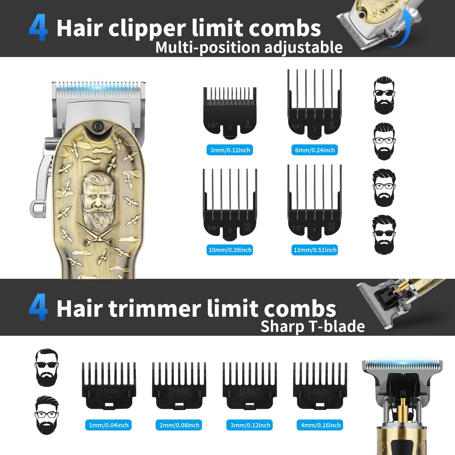 HIENA PRO beard trimmer compact demonstrates precise beard shaping and easy handling