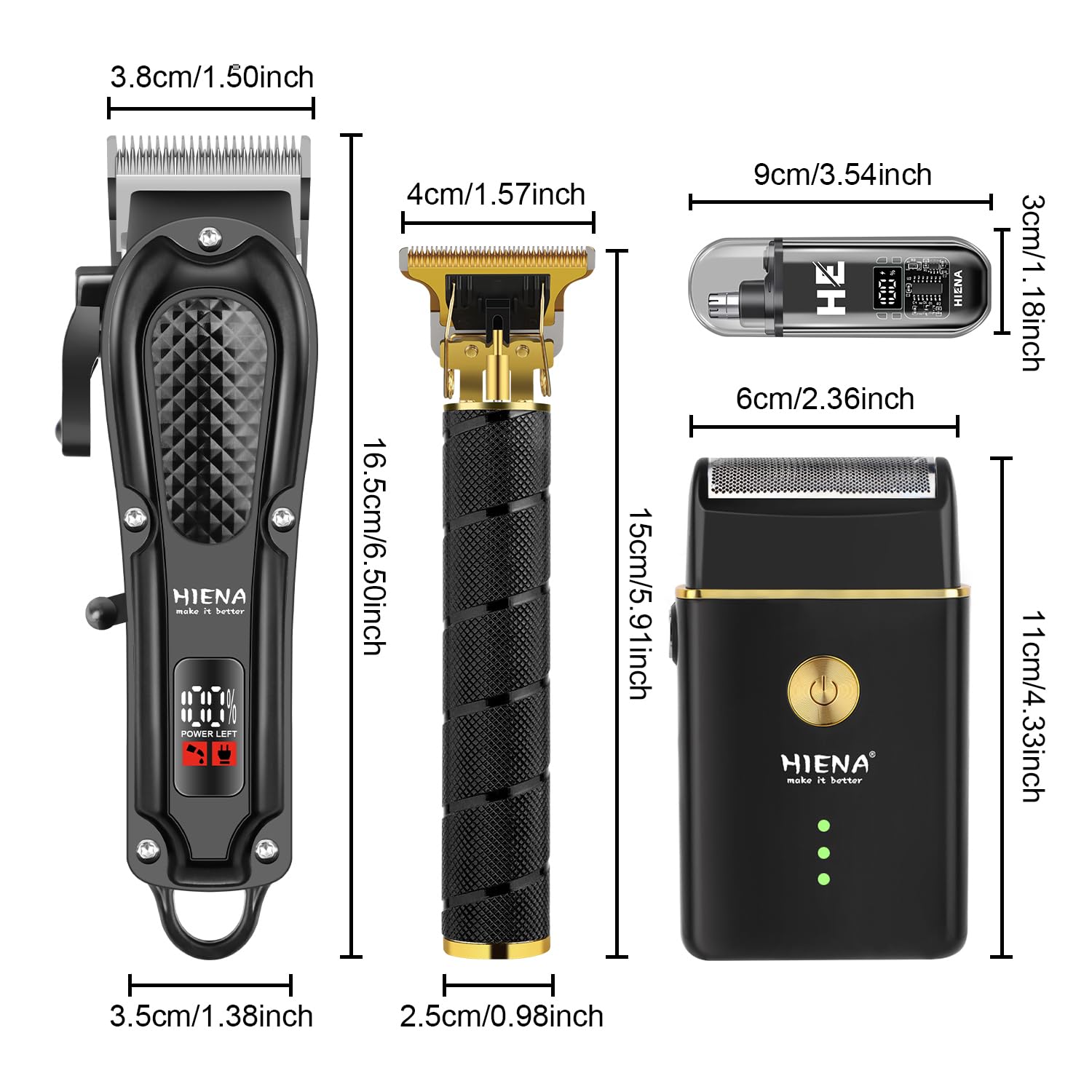 HIENA PRO cordless grooming kit ideal for travel.