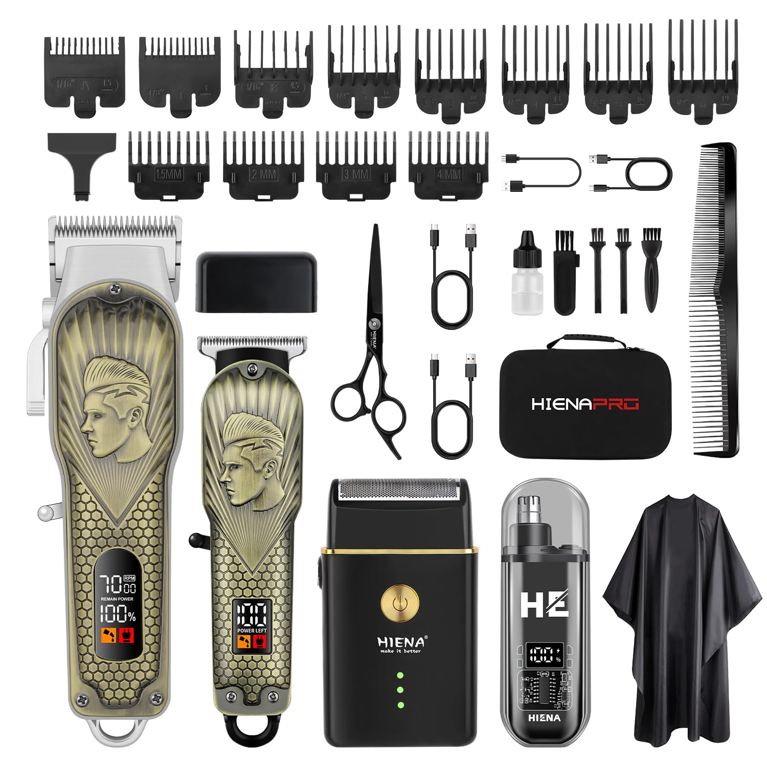 HIENA PRO professional hair clipper cordless handle enables precise home haircuts.