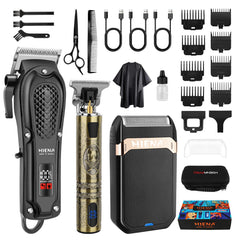 HIENA PRO professional hair clippers front view with ergonomic grip for comfortable styling.
