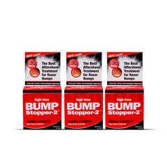 High Time Bump Stopper 2 bottle applying razor bump relief.
