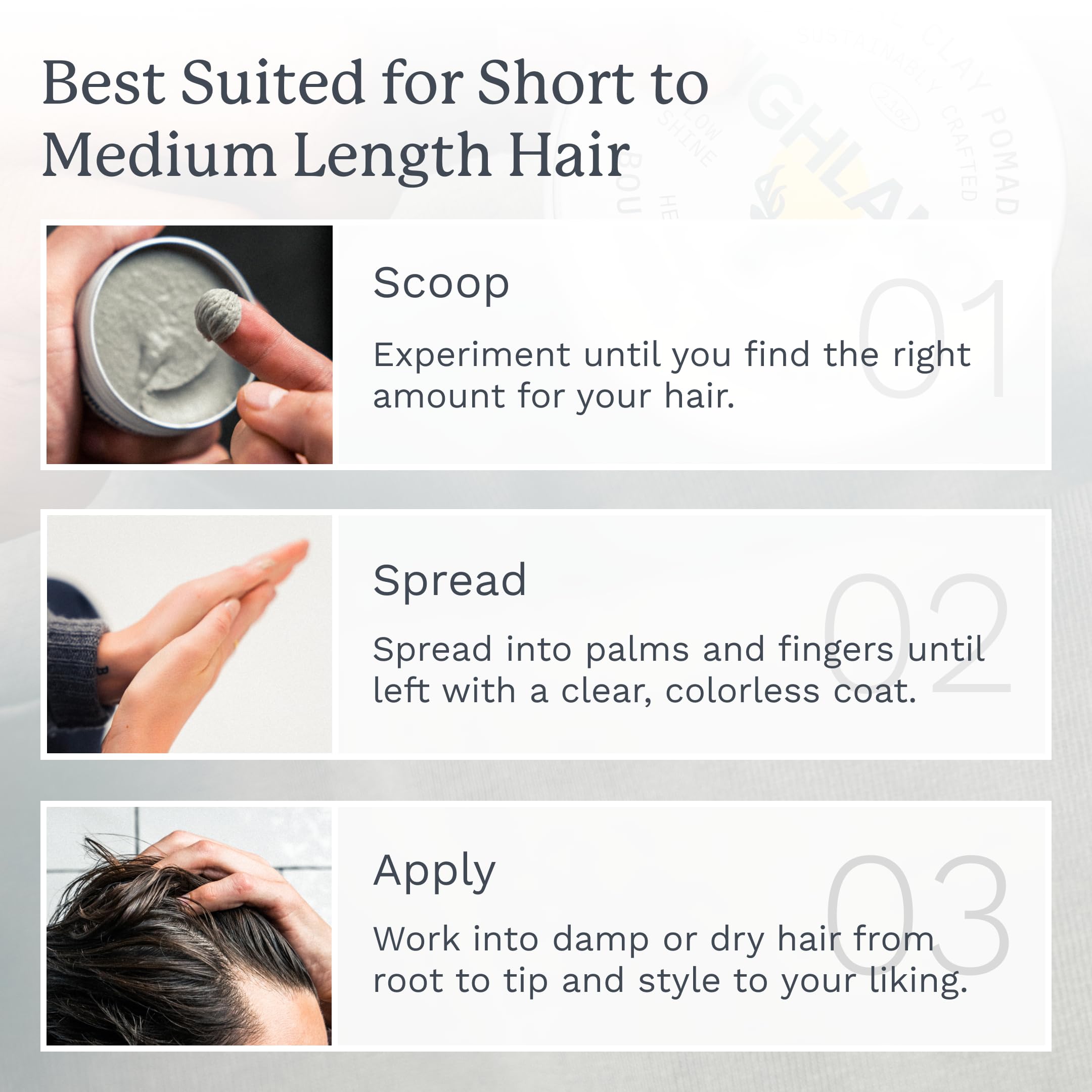 Woman styling with Highland Glacial Hair Clay Pomade for versatile looks