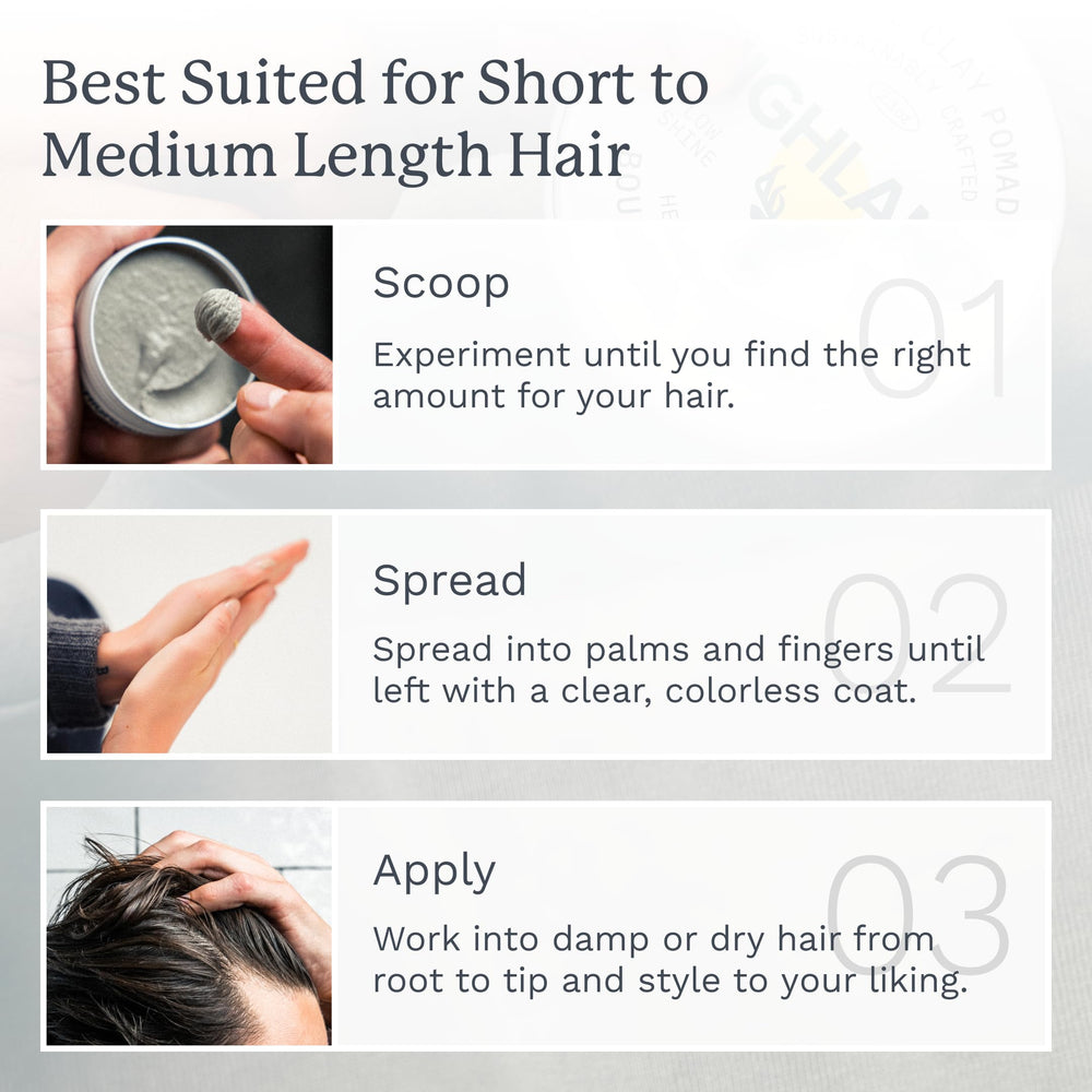 Woman styling with Highland Glacial Hair Clay Pomade for versatile looks