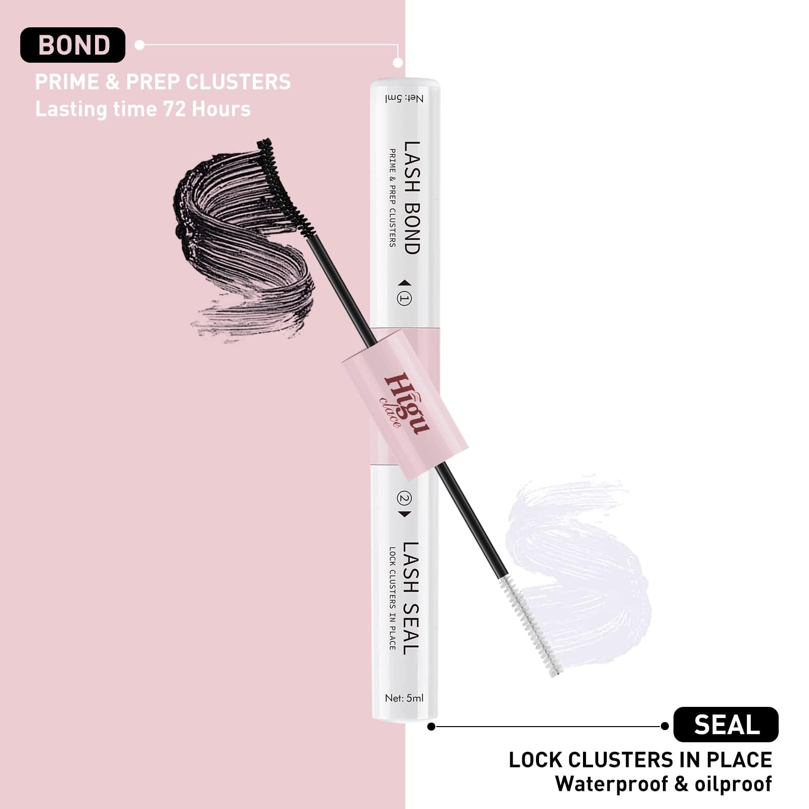Higu clace Lash Clusters detail shows soft, knot-free fibers for comfortable wear.
