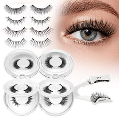 Higu clace magnetic eyelashes kit with four pairs and applicators for quick, mess-free glam