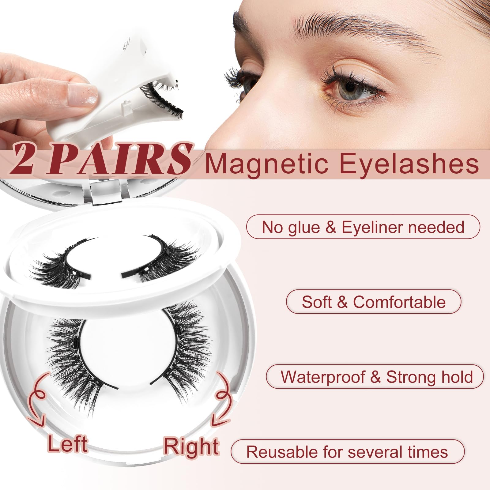 Higu clace two-pair magnetic lashes for natural wispy look