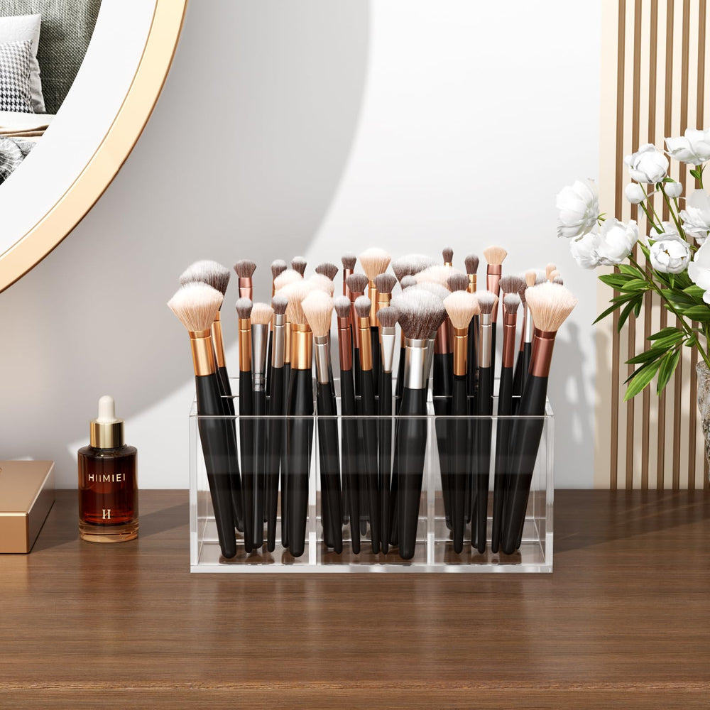 HIIMIEI acrylic makeup brush organizer with clear view for easy visibility