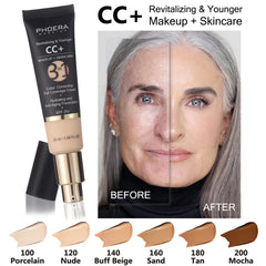 Hilareco PHOERA foundation for mature skin portrait shows blurred pores and even tone