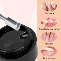 HiLemon solid nail glue gel precision application showing controlled handling