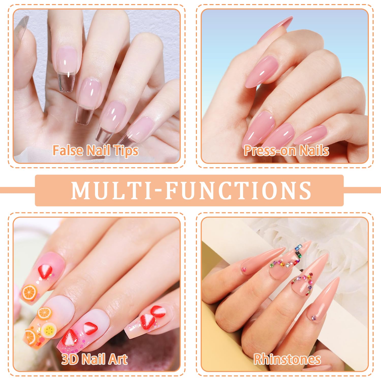 HiLemon solid nail glue gel during UV curing highlighting strong adhesion