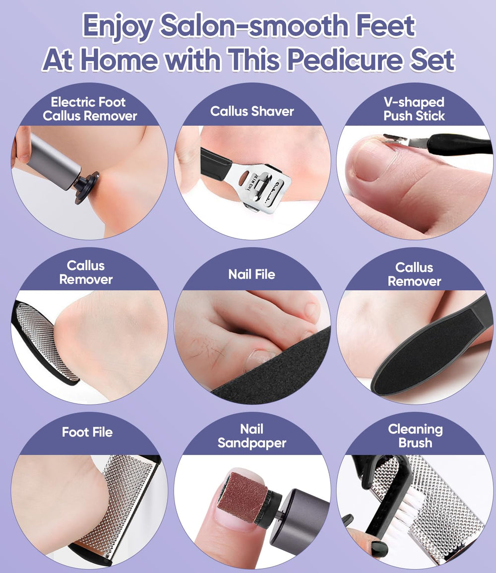 HILUDEER compact pedicure kit with cleaning brush and tools for home use