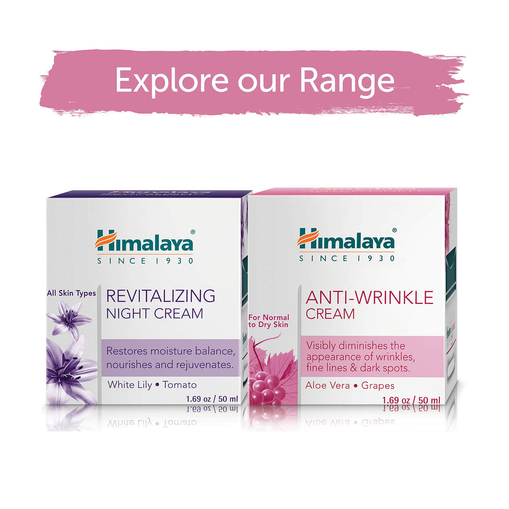 Himalaya Anti-Wrinkle Cream in a night routine setup in bathroom.